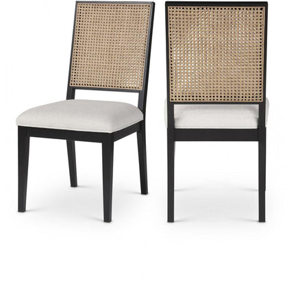 Meridian Furniture - Butterfly Cream Linen Textured Fabric Dining Chair (Set of 2) - 705Black-C veiw 7