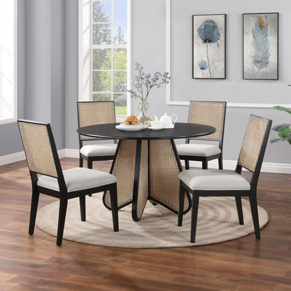 Meridian Furniture - Butterfly Cream Linen Textured Fabric Dining Chair (Set of 2) - 705Black-C veiw 8