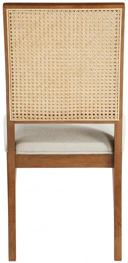 Meridian Furniture - Butterfly Cream Linen Textured Fabric Dining Chair (Set of 2) - 705Walnut-C veiw 2