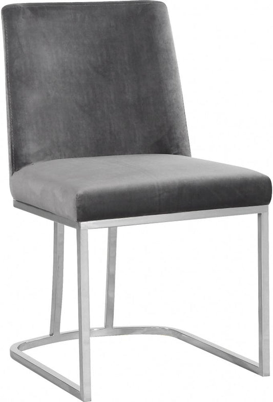 Meridian Furniture - Heidi Grey Velvet Dining Chair (Set of 2) - 728Grey-C veiw 1