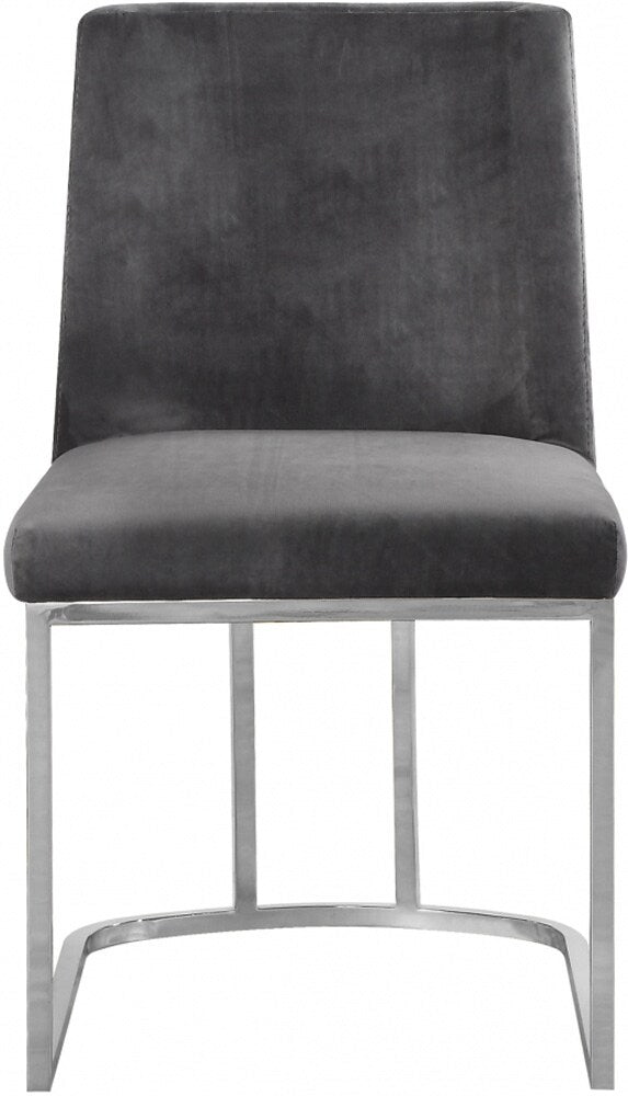Meridian Furniture - Heidi Grey Velvet Dining Chair (Set of 2) - 728Grey-C veiw 3