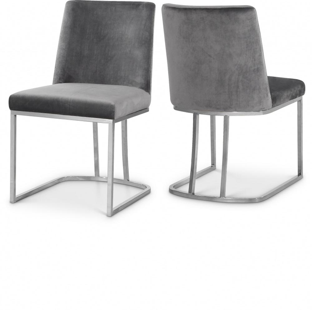 Meridian Furniture - Heidi Grey Velvet Dining Chair (Set of 2) - 728Grey-C veiw 4