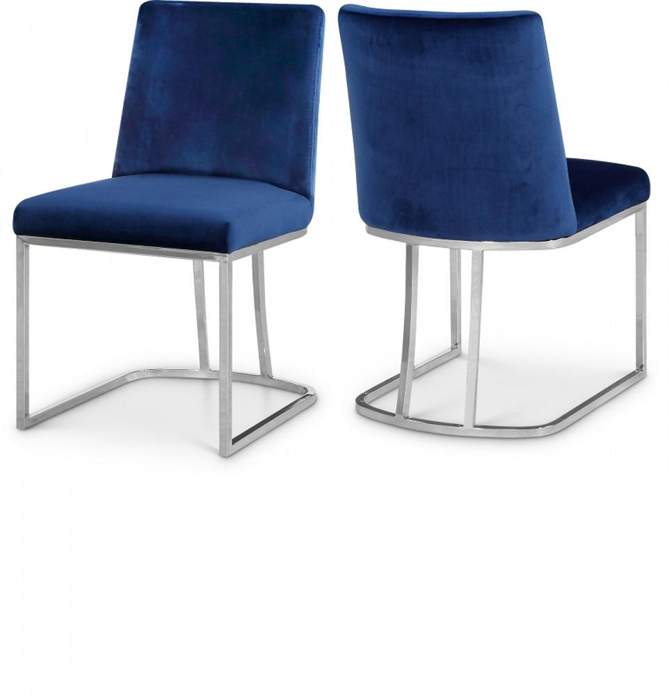 Meridian Furniture - Heidi Navy Velvet Dining Chair (Set of 2) - 728Navy-C veiw 4
