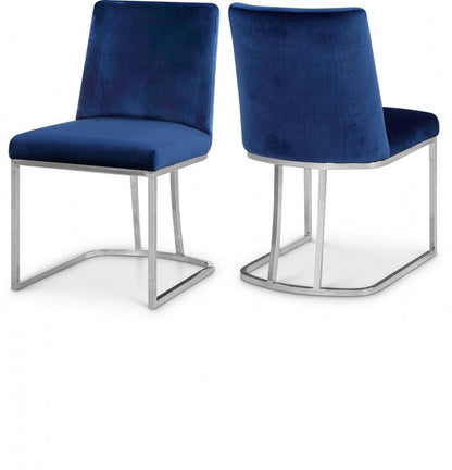 Meridian Furniture - Heidi Navy Velvet Dining Chair (Set of 2) - 728Navy-C veiw 4