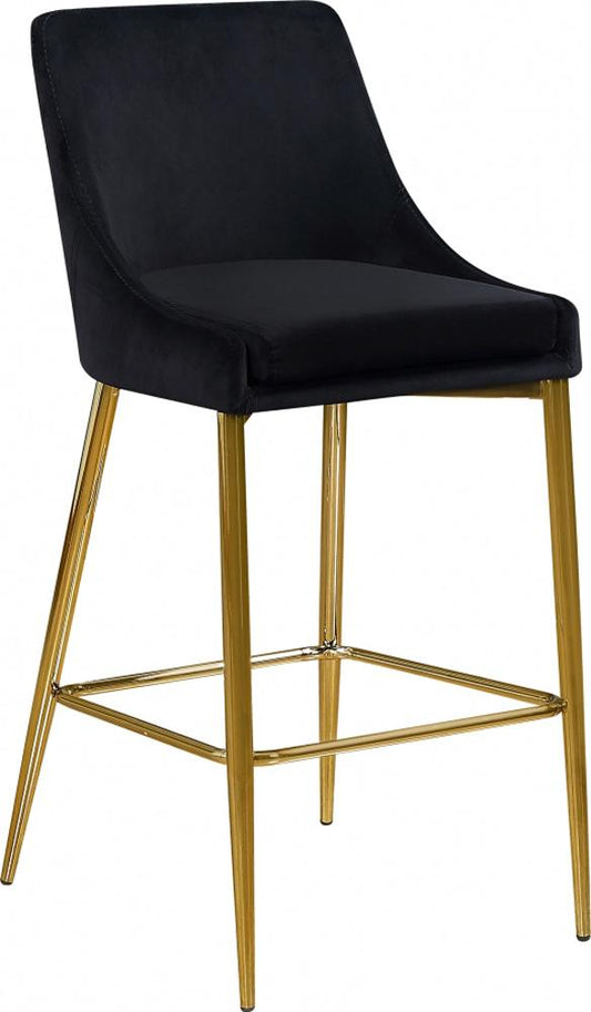 Meridian Furniture - Karina Black Velvet Stool (Set of 2) - 789Black-C veiw 1