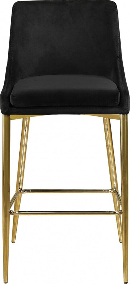 Meridian Furniture - Karina Black Velvet Stool (Set of 2) - 789Black-C veiw 3