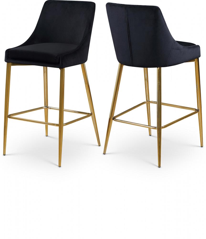 Meridian Furniture - Karina Black Velvet Stool (Set of 2) - 789Black-C veiw 4