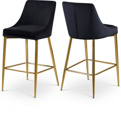 Meridian Furniture - Karina Black Velvet Stool (Set of 2) - 789Black-C veiw 4