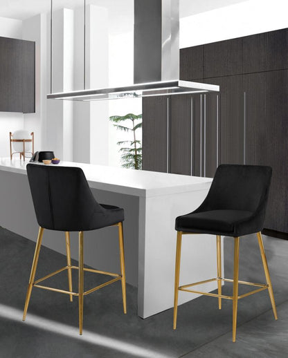 Meridian Furniture - Karina Black Velvet Stool (Set of 2) - 789Black-C veiw 5