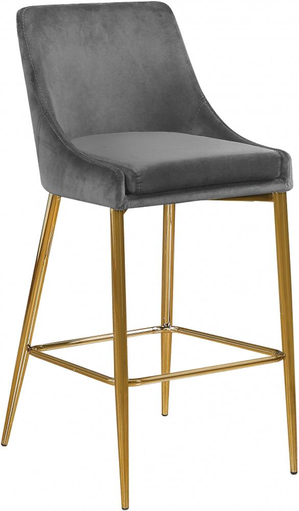 Meridian Furniture - Karina Grey Velvet Stool (Set of 2) - 789Grey-C veiw 1