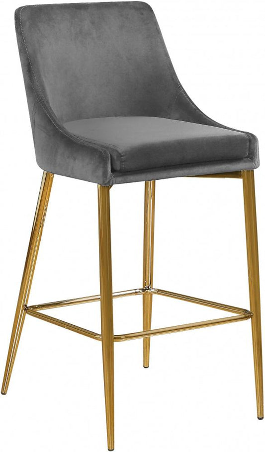 Meridian Furniture - Karina Grey Velvet Stool (Set of 2) - 789Grey-C veiw 1