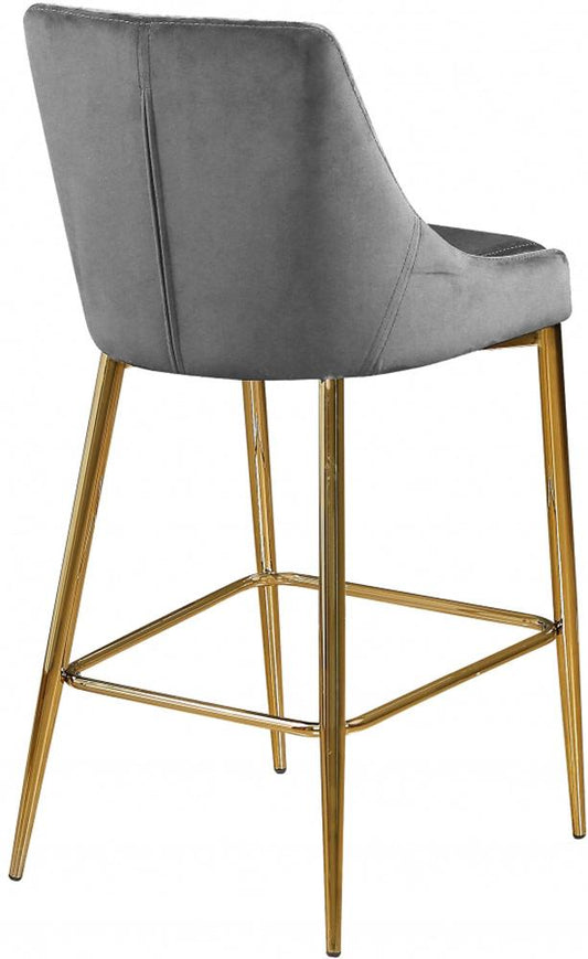 Meridian Furniture - Karina Grey Velvet Stool (Set of 2) - 789Grey-C veiw 2