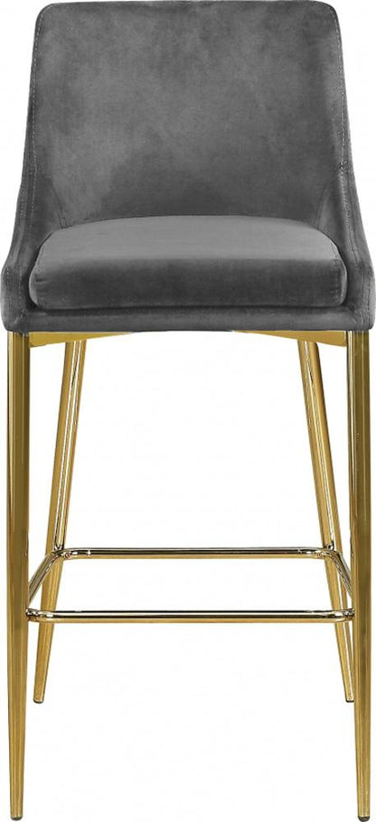 Meridian Furniture - Karina Grey Velvet Stool (Set of 2) - 789Grey-C veiw 3