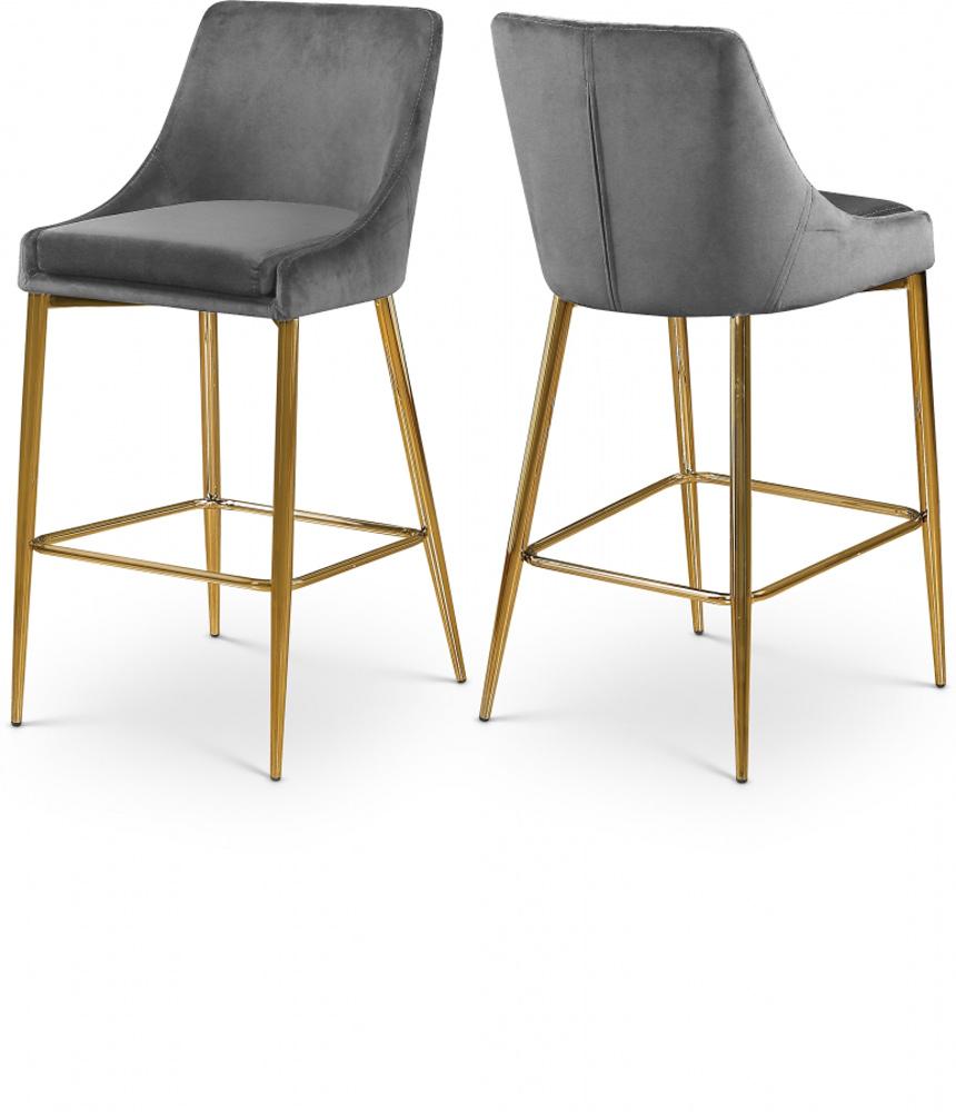 Meridian Furniture - Karina Grey Velvet Stool (Set of 2) - 789Grey-C veiw 4