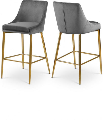 Meridian Furniture - Karina Grey Velvet Stool (Set of 2) - 789Grey-C veiw 4