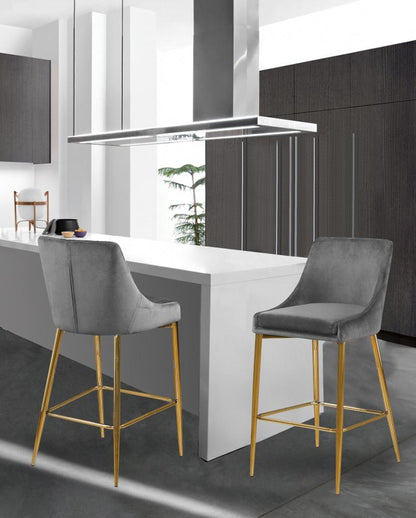 Meridian Furniture - Karina Grey Velvet Stool (Set of 2) - 789Grey-C veiw 5