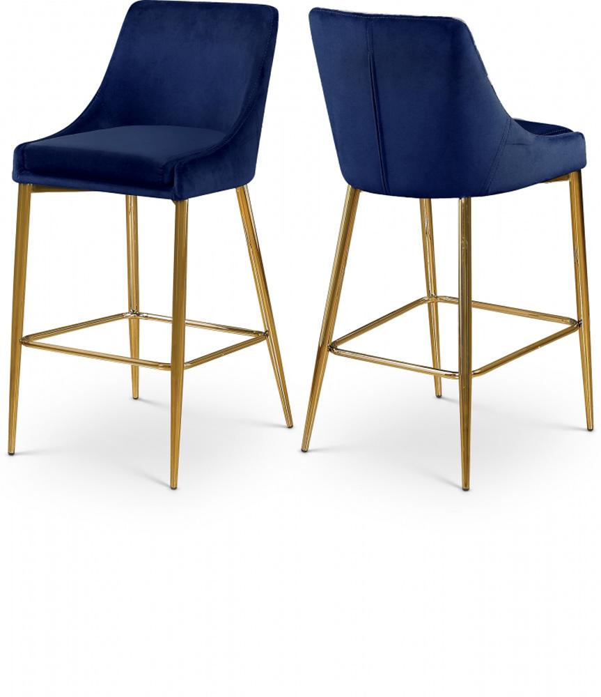 Meridian Furniture - Karina Navy Velvet Stool (Set of 2) - 789Navy-C veiw 4