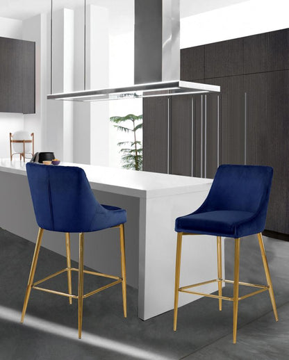 Meridian Furniture - Karina Navy Velvet Stool (Set of 2) - 789Navy-C veiw 5