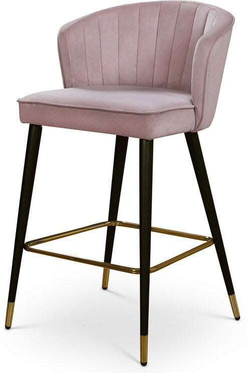 Meridian Furniture - Cassie Pink Velvet Stool (Set of 2) - 793Pink-C veiw 1