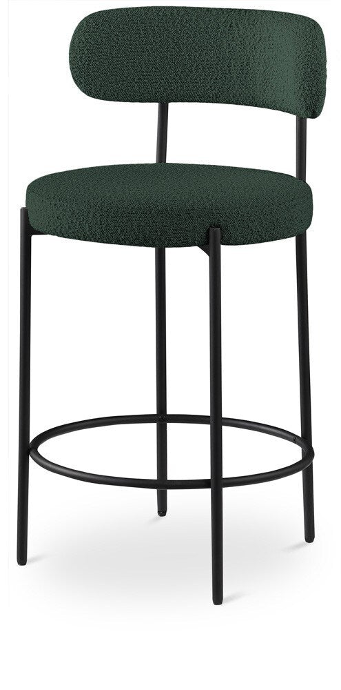 Meridian Furniture - Beacon Green Boucle Fabric Stool (Set of 2) - 877Green-C veiw 1
