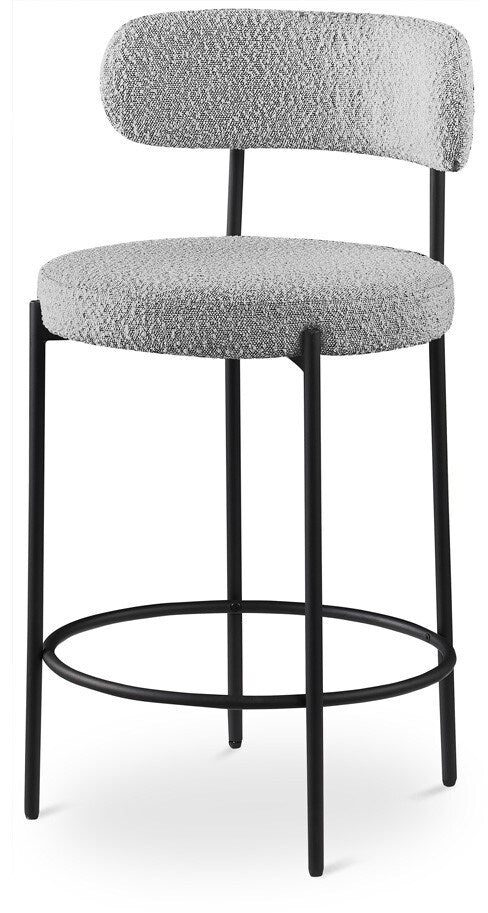Meridian Furniture - Beacon Grey Boucle Fabric Stool (Set of 2) - 877Grey-C veiw 1