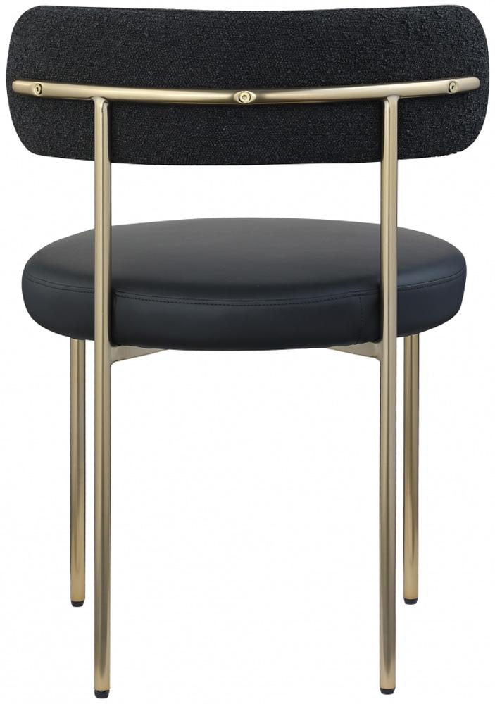 Meridian Furniture - Beacon Black Vegan Leather and Boucle Fabric Dining Chair (Set of 2) - 886Black-C veiw 2