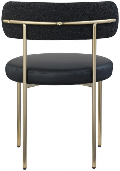 Meridian Furniture - Beacon Black Vegan Leather and Boucle Fabric Dining Chair (Set of 2) - 886Black-C veiw 2