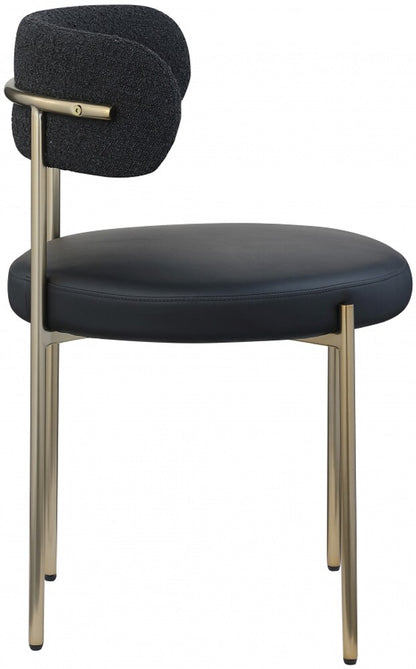 Meridian Furniture - Beacon Black Vegan Leather and Boucle Fabric Dining Chair (Set of 2) - 886Black-C veiw 4