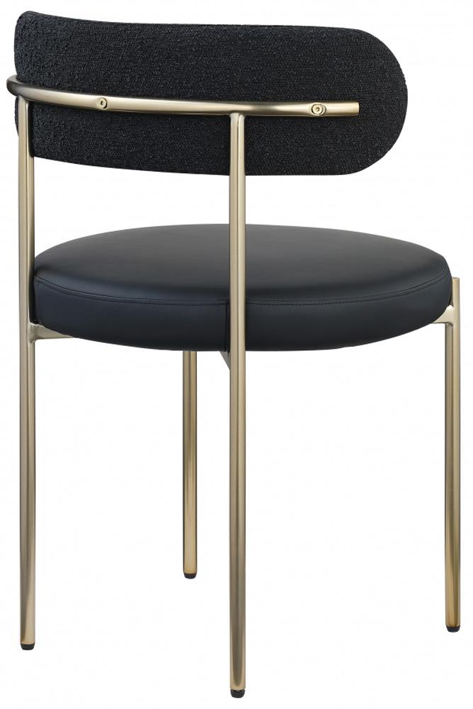 Meridian Furniture - Beacon Black Vegan Leather and Boucle Fabric Dining Chair (Set of 2) - 886Black-C veiw 5