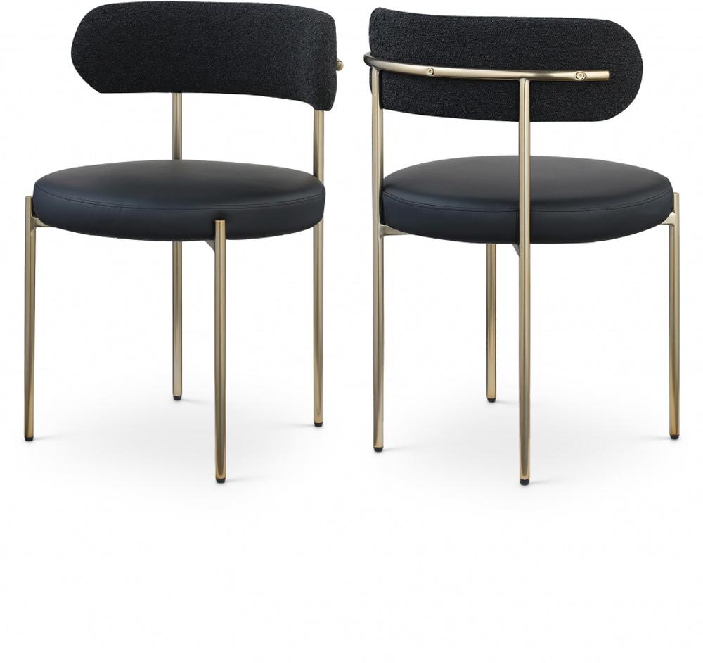 Meridian Furniture - Beacon Black Vegan Leather and Boucle Fabric Dining Chair (Set of 2) - 886Black-C veiw 6