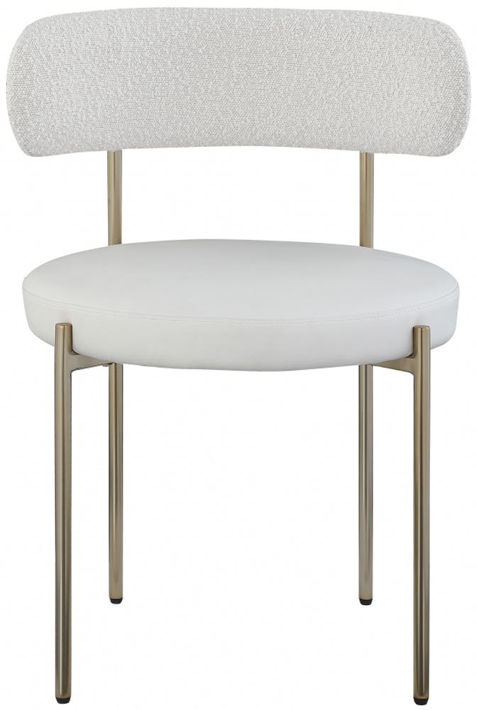 Meridian Furniture - Beacon Cream Vegan Leather and Boucle Fabric Dining Chair (Set of 2) - 886Cream-C veiw 3