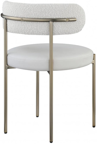 Meridian Furniture - Beacon Cream Vegan Leather and Boucle Fabric Dining Chair (Set of 2) - 886Cream-C veiw 5