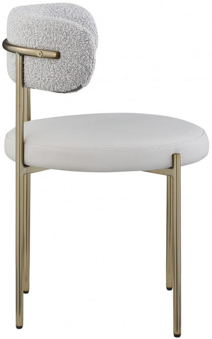 Meridian Furniture - Beacon Taupe Vegan Leather and Boucle Fabric Dining Chair (Set of 2) - 886Taupe-C veiw 4