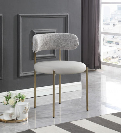 Meridian Furniture - Beacon Taupe Vegan Leather and Boucle Fabric Dining Chair (Set of 2) - 886Taupe-C veiw 7