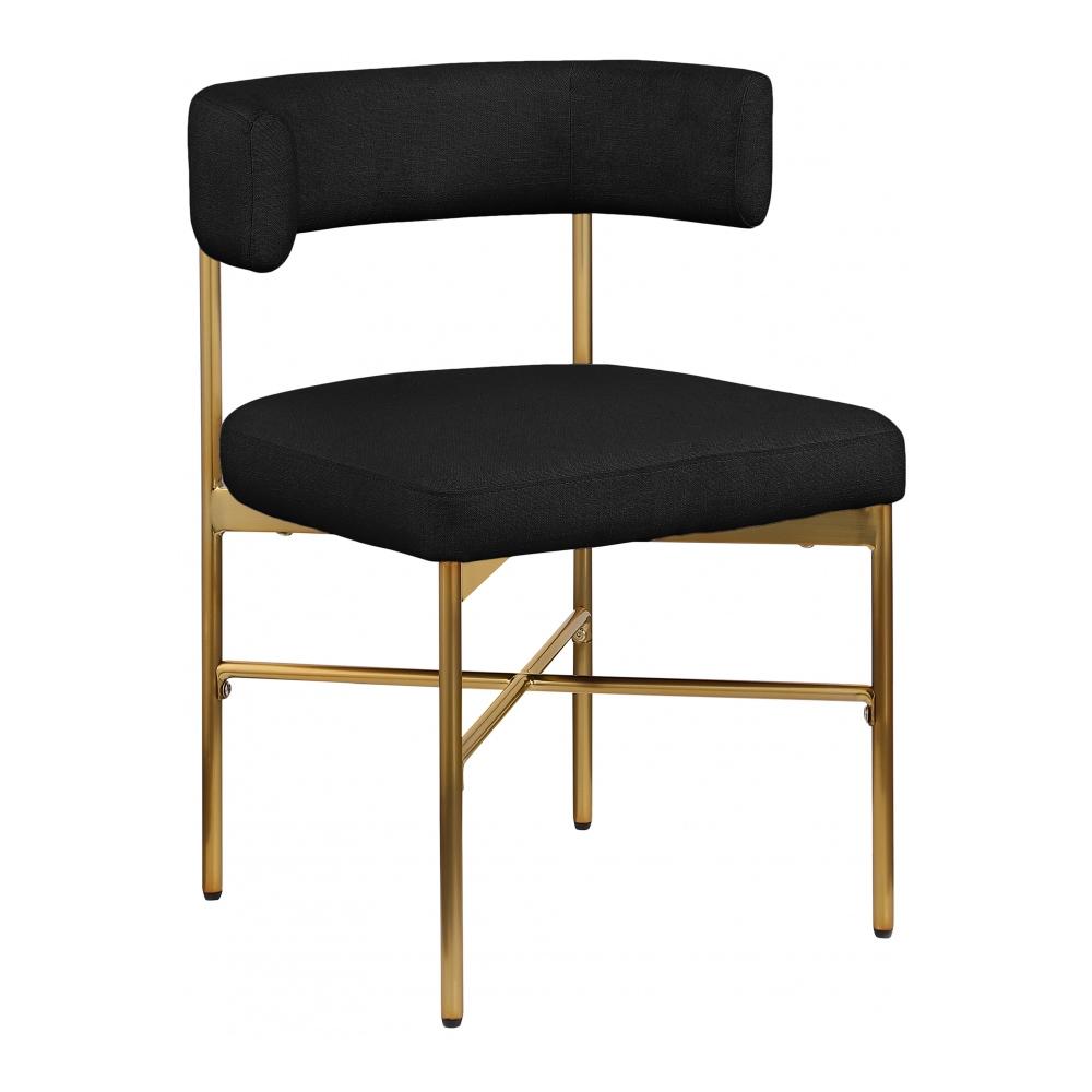 Meridian Furniture - Rivage Black Durable Linen Textured Fabric Dining Chair (Set of 2) - 926Black-C veiw 1