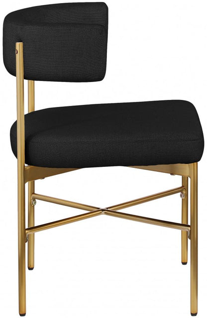 Meridian Furniture - Rivage Black Durable Linen Textured Fabric Dining Chair (Set of 2) - 926Black-C veiw 4