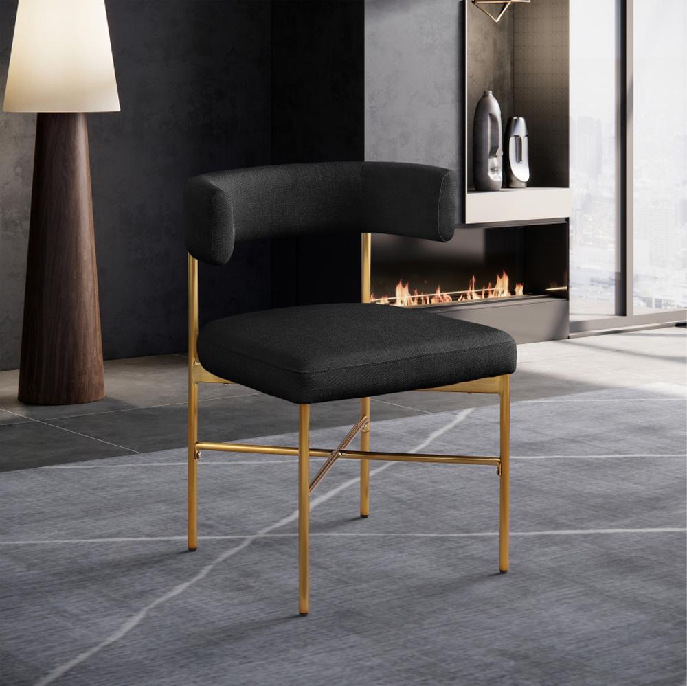 Meridian Furniture - Rivage Black Durable Linen Textured Fabric Dining Chair (Set of 2) - 926Black-C veiw 6
