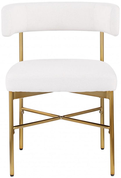 Meridian Furniture - Rivage Cream Durable Linen Textured Fabric Dining Chair (Set of 2) - 926Cream-C veiw 3
