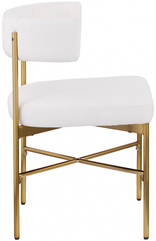 Meridian Furniture - Rivage Cream Durable Linen Textured Fabric Dining Chair (Set of 2) - 926Cream-C veiw 4