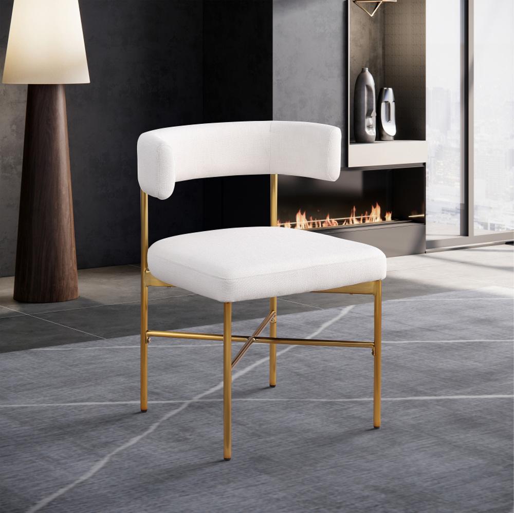 Meridian Furniture - Rivage Cream Durable Linen Textured Fabric Dining Chair (Set of 2) - 926Cream-C veiw 6