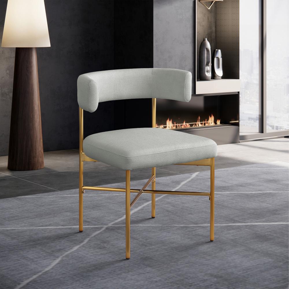 Meridian Furniture - Rivage Light Grey Durable Linen Textured Fabric Dining Chair (Set of 2) - 926Grey-C veiw 6