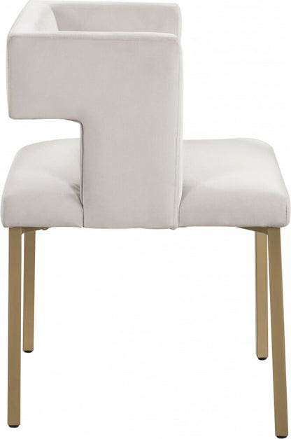 Meridian Furniture - Caleb Cream Velvet Dining Chair (Set of 2) - 967Cream-C veiw 3