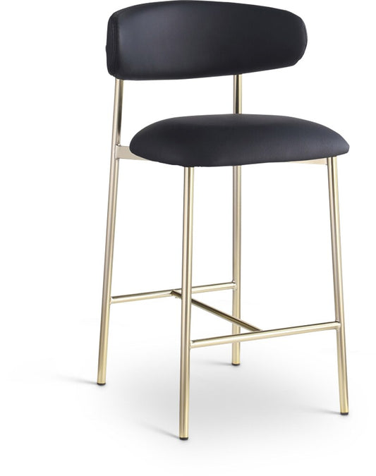 Meridian Furniture - Lupita Black Vegan Leather Counter Stool (Set of 2) - 995Black-C veiw 1