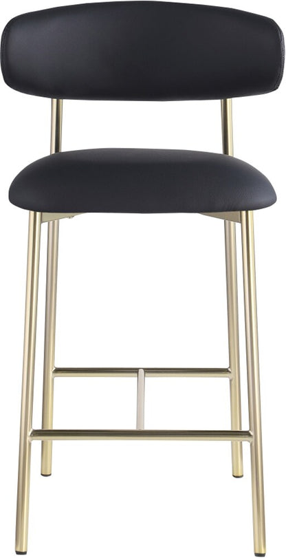 Meridian Furniture - Lupita Black Vegan Leather Counter Stool (Set of 2) - 995Black-C veiw 2