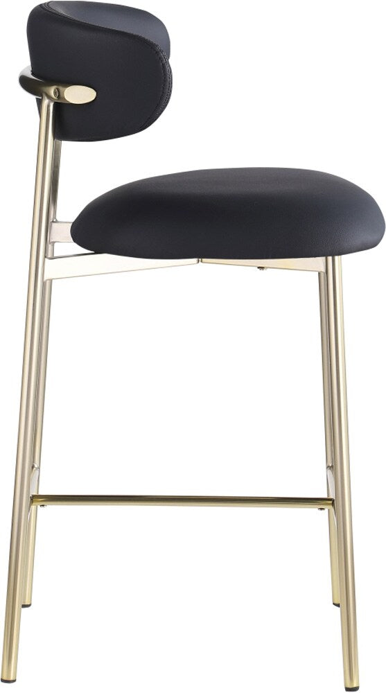Meridian Furniture - Lupita Black Vegan Leather Counter Stool (Set of 2) - 995Black-C veiw 3