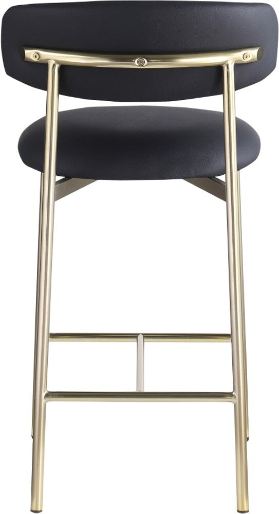 Meridian Furniture - Lupita Black Vegan Leather Counter Stool (Set of 2) - 995Black-C veiw 4