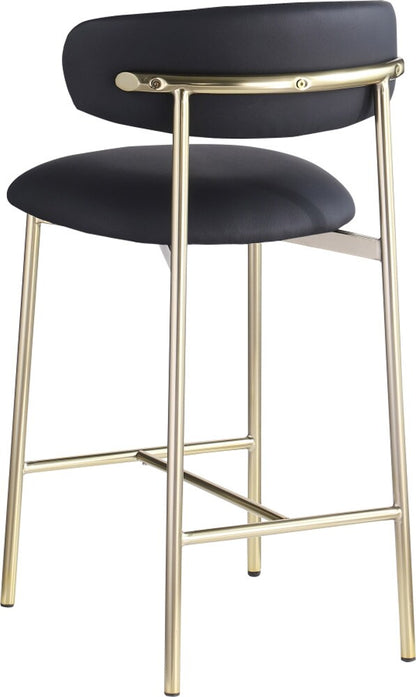 Meridian Furniture - Lupita Black Vegan Leather Counter Stool (Set of 2) - 995Black-C veiw 5