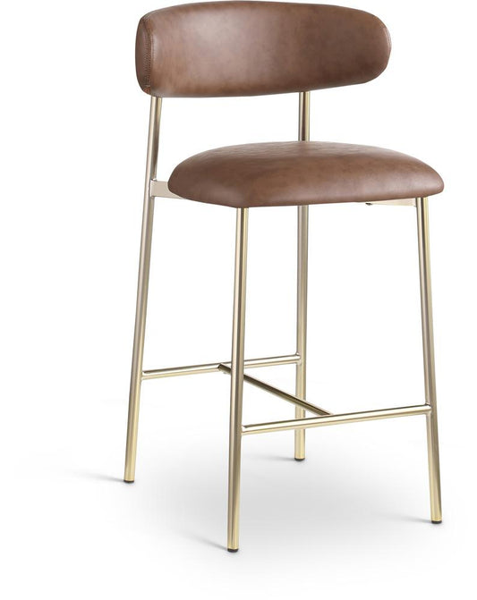 Meridian Furniture - Lupita Brown Vegan Leather Counter Stool (Set of 2) - 995Brown-C veiw 1