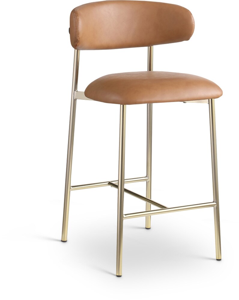 Meridian Furniture - Lupita Cognac Vegan Leather Counter Stool (Set of 2) - 995Cognac-C veiw 1