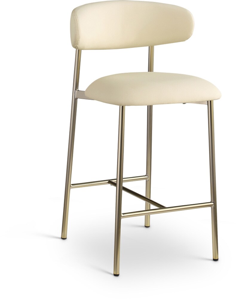 Meridian Furniture - Lupita Cream Vegan Leather Counter Stool (Set of 2) - 995Cream-C veiw 1